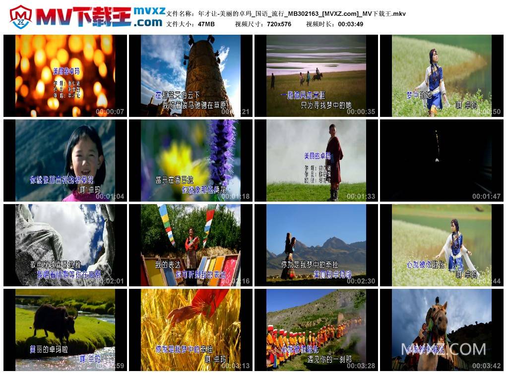 年才让-美丽的卓玛_国语_流行_MB302163
